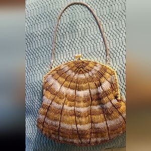 Vintage La Regale Beaded Clutch with a Thick Box Chain Strap & Snap Closure